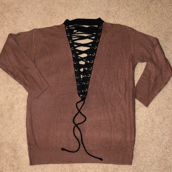 SOLD Fashion Nova lace up sweater - Picture 4 of 5